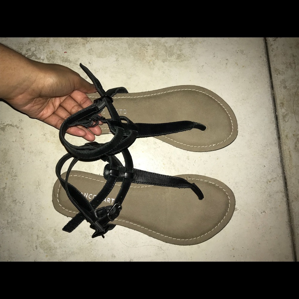 Franco Sarto Black Gladiator Sandals Double Strap